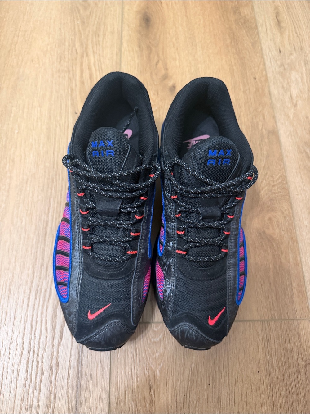 Nike Black Sneakers with Pink and Blue Accents